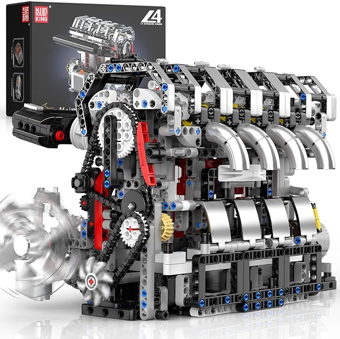 Mould King 10087 L4 Engine Model Building Blocks Kit for Adults Build Your Own Cars Engine That Works DIY STEM Toy for 14+ Teens(1897 Pcs)