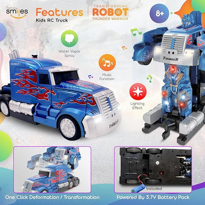 Kids Transforming Robot RC Truck Toys for Boys Ages 8-13 Years Remote Control Car Gift