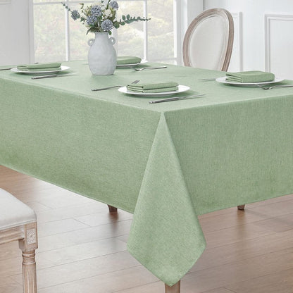 Veblandy Rectangle Tablecloth Linen Textured Waterproof & Stain Resistant Table Cloth Wrinkle Free Decorative Fabric Farmhouse Table Cover for Dining/Party/Buffet/Wedding, 60 x 104 Inch, Sage Green