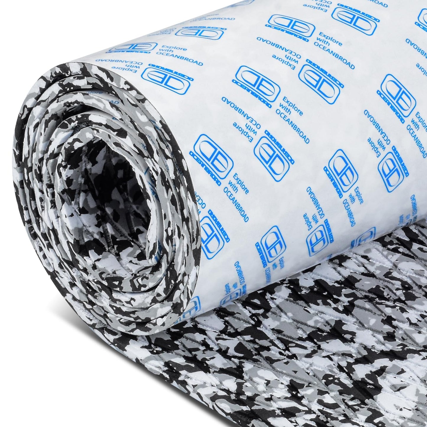 OCEANBROAD Self-Adhesive 96''x23.5''x2 Pack Camouflage Boat Flooring Non-Slip EVA Foam Sheet Marine Grip Mat for Jon Boats Surfboard SUP Paddle Board Kayak Yacht, Camo Black