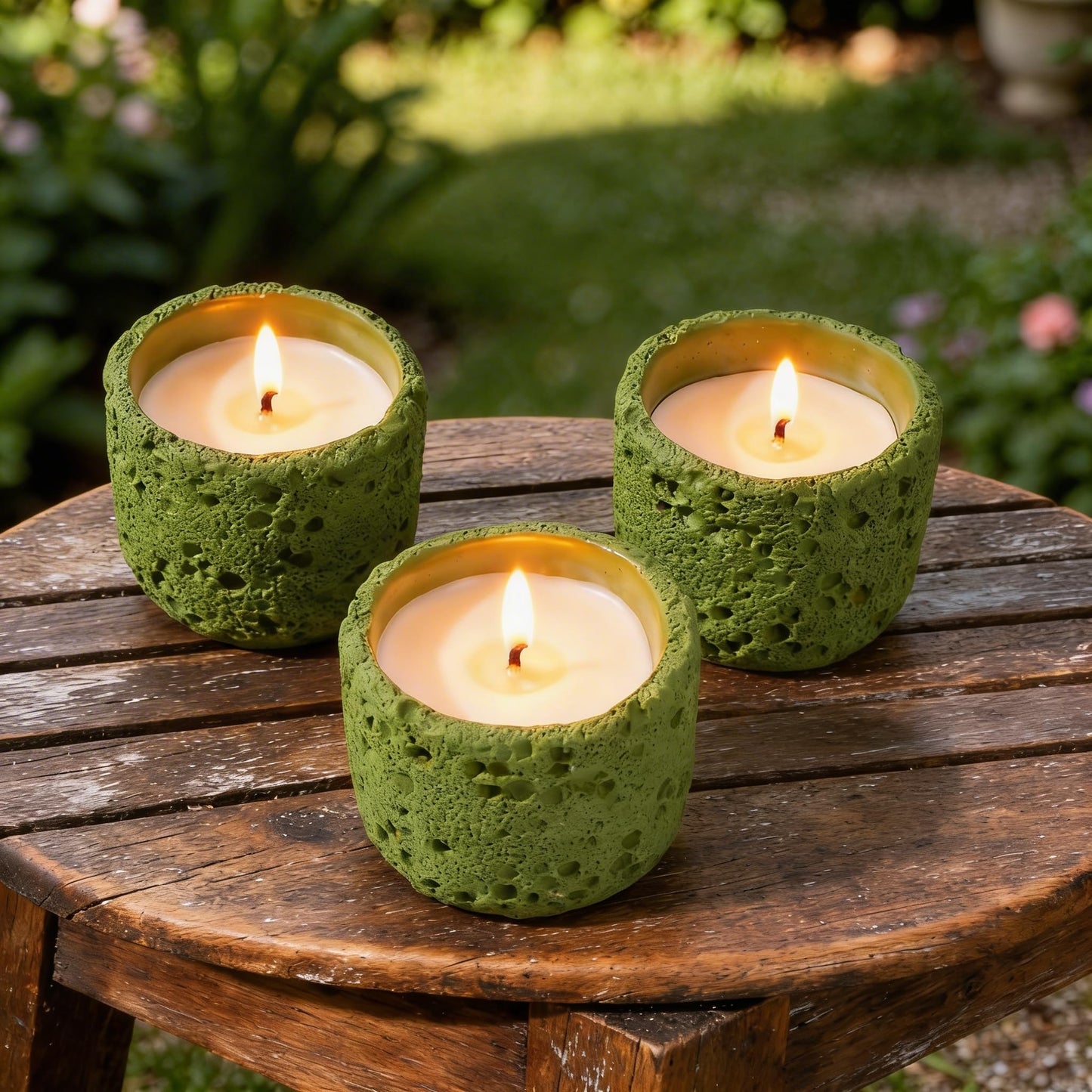 Viyffo 3 Pack Citronella Candles Outdoor, Lemongrass Scented Candle Set, Small 6oz Soy Candle in Green Ceramic Jar, Outdoor Candles for Patio, Deck, Garden, Backyard & Camping Gift (12 Hour Burn Each)