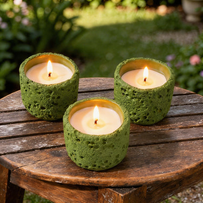 Viyffo 3 Pack Citronella Candles Outdoor, Lemongrass Scented Candle Set, Small 6oz Soy Candle in Green Ceramic Jar, Outdoor Candles for Patio, Deck, Garden, Backyard & Camping Gift (12 Hour Burn Each)