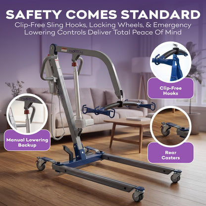 ProHeal Electric Lift - Safe and Easy Full Body Patient Transfer Lifter for Home Use and Facilities - Floor, Low Bed and Chair Lifting, 500 Pound Weight Capacity, 6 Point Spreader Bar