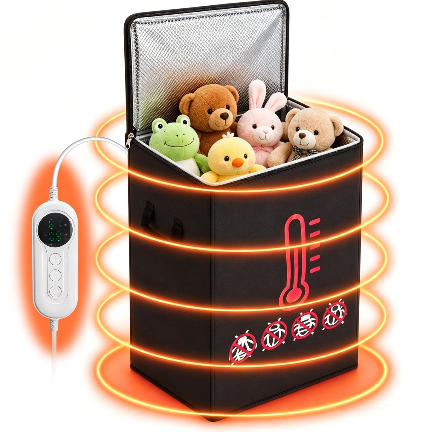 Portable Bed Bug Heater, High-Temperature Heat Treatment System with Timer & Thermometer, 360° Even Heating Chamber for Luggage, Clothes & Household Items