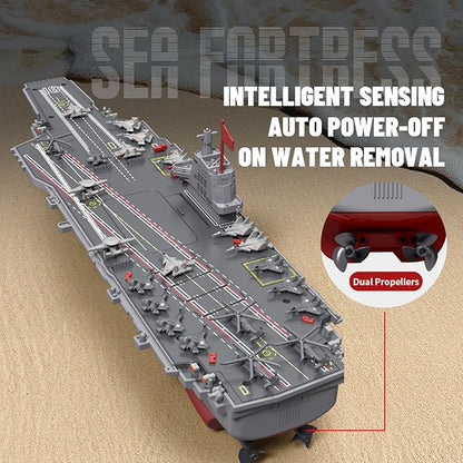 GoolRC RC Boats RC Warship Military Battleship 20KPH High Speed Remote Control Boat for Pools and Lakes 2.4GHz DIY Naval Forces Aircraft Carrier Model Kit with 2 Rechargeable Batteries