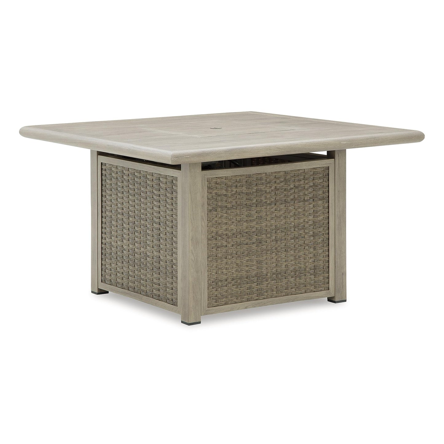 Signature Design by Ashley Haven Retreat Casual Weather Resistant Outdoor Fire Pit Table with 50,000 BTU Burner, Beige