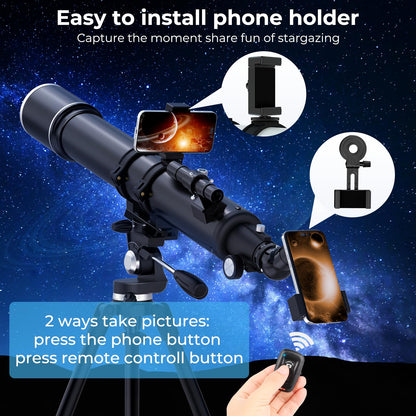 FAMIROSA Telescope for Adults High Powered, 90mm Aperture (36X-270X) 900mm Focal Length Refractor Astronomy Telescopes for Planets and Stars, Professional Telescopio with Bag, Phone Adapter, Tripod
