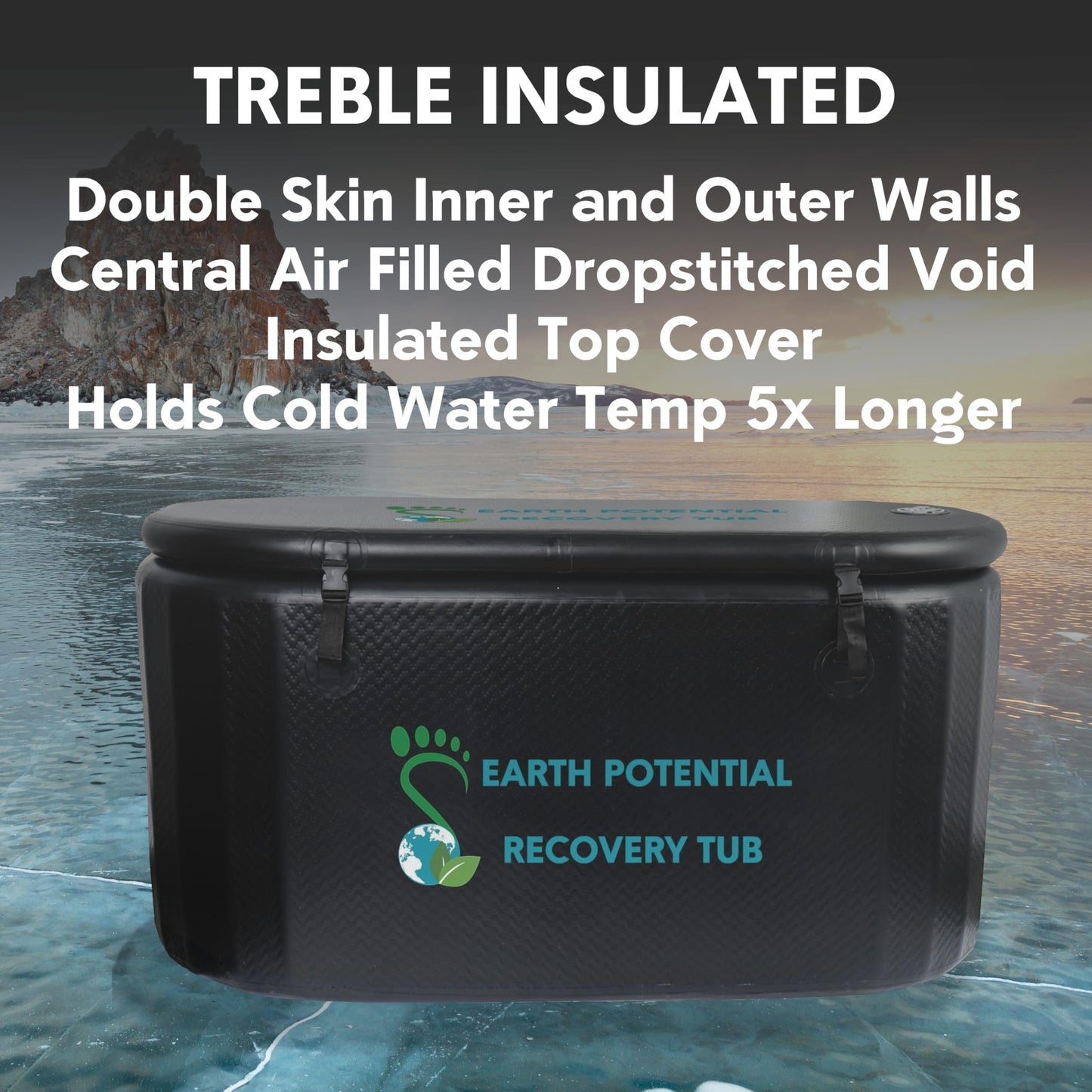 Recovery Tub – XL Inflatable Ice Bath for Cold Water Therapy & Muscle Recovery | Durable, Leak-Proof Cold Plunge Tub for Athletes | Ice Plunge Bath with Chiller Connections | Insulated Cover