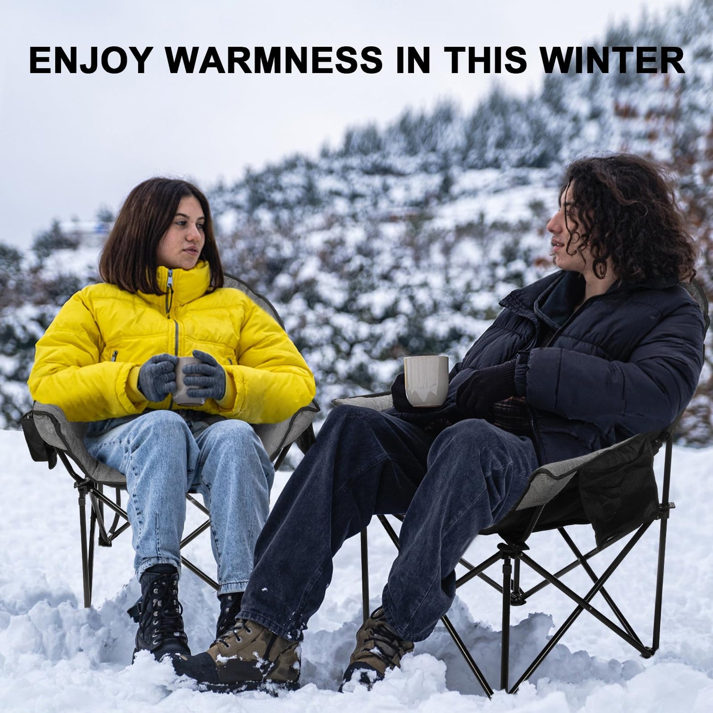 REALEAD Heated Camping Chair - Fully Thick Padded - Heated Chairs for Outdoor Sport with Back and Seat Heating - Heated Outdoor Chair for Adults - Battery NOT Included