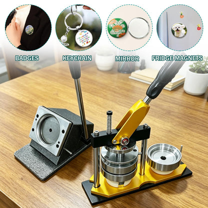 SENBORYSUN Magnet Maker Machine Kit, 2.95" DIY Photo Fridge Button Press & 75mm Button Paper Cutter with 100pcs Consumables, Round Metal Punch Set for Pin Badge & Magnets, Sticker Making Supplies