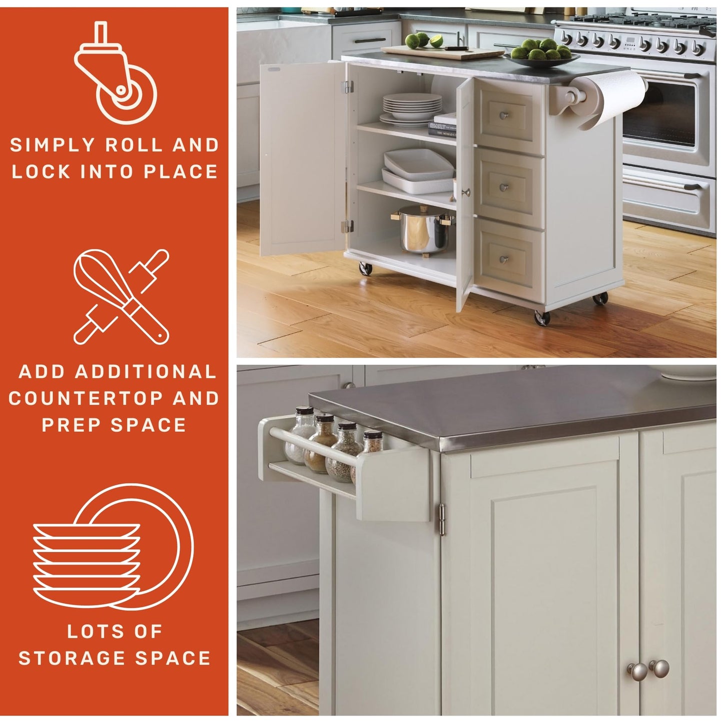 homestyles Dolly Madison Off-White Kitchen Cart