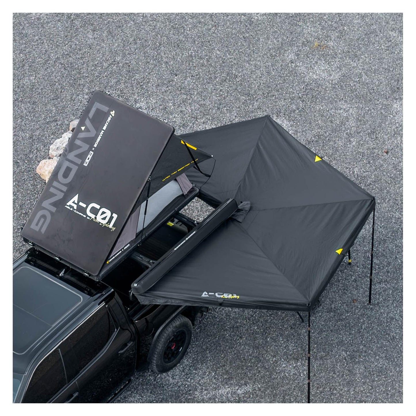 Hard-Shell Litewing 270° Car Awning Driver Side (Left Side) - Heavy Duty Aluminum Frame, One Person Setup, UV Protection, LED Light Strip for Camping, Overlanding, Off-Road