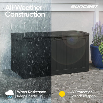 Suncast 134-Gal. Resin Outdoor Patio Deck Box - Extra-Large Storage Solution in Iron Ore