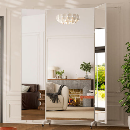 brisafe NanoMirror Non-Glass Ultra-Light Foldable Home Gym on Wheels, 55"x71" Extra Large Full Body Unbreakable Shatterproof Mirror, 360° Swivel for Yoga, Dance, Fitness Studio & Home Gym, Black