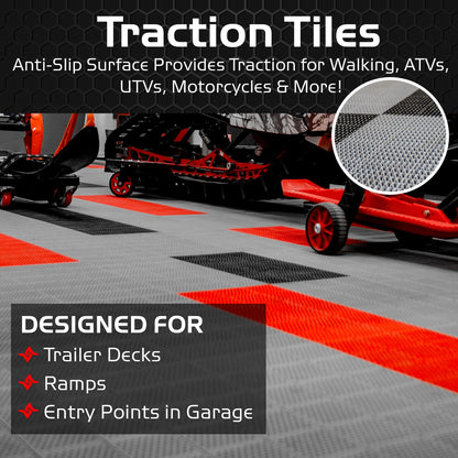 Caliber ProTech XT Garage Flooring, Trailer Flooring, Interlocking Traction Tiles, 9” x 18”, Red, 24-Pack