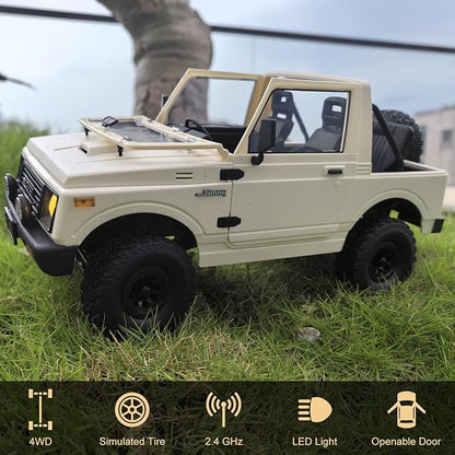 RC Rock Crawler WPL C74-1 RC Truck 1:10 Scale 2.4GHz Remote Control Truck 4WD All Terrain Off-Road RC Crawler with LED Lights and 2 Rechargeble Batteries for Adults