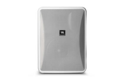 JBL Professional CONTROL 28-1-WH wall-mounted indoor, outdoor speaker, broad sound coverage, 8 inch, 120 watt at 8Ω, high output background, foreground weatherproof speaker. Sold as a Pair. White.