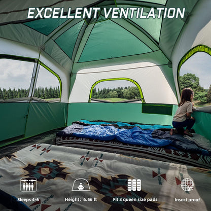 JELUCAMP SUV Tents for Camping 6 Person Waterproof, Car Family Camping Tent with Tailgate Attachment for SUV, Jeep, Truck with Cap, Easy Setup Large Tent for Outdoor Camping, Dark Green