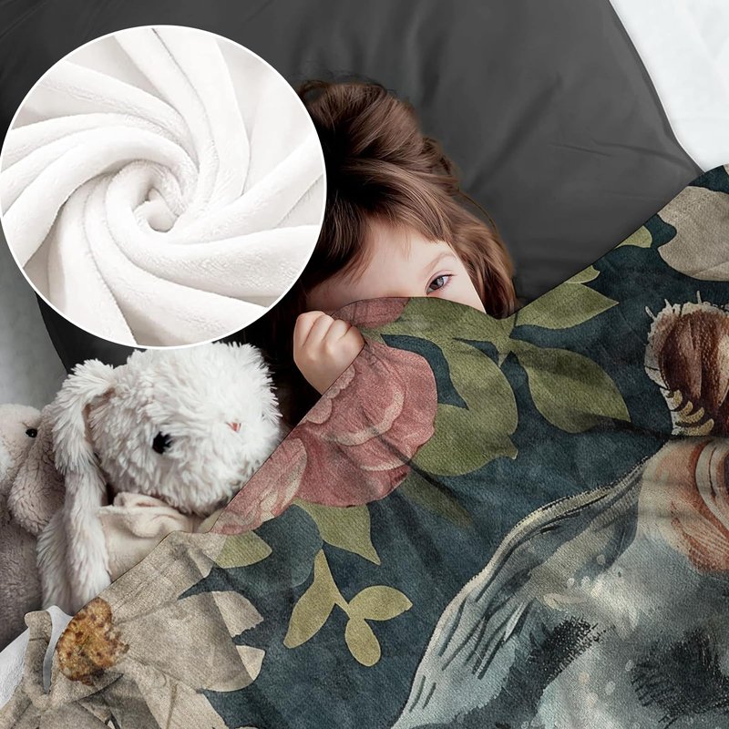 Hippo Blanket for Kids Boys Girls, Flannel Hippo Blankets Gifts, Floral Flower Hippo Throw Blanket for Sofa Couch Bed Living Room Soft Warm Cozy Hippo Decor 60" x 50"