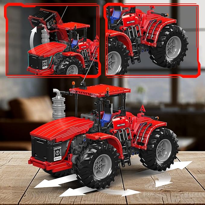 Mould King 17082 Technical Tractor Building Kit 1300+ PCS Motorized Construction Vehicle Model Set Remote Control Engineering Tractor Blocks for Adults &amp Collectors