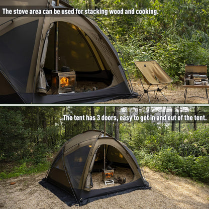 POMOLY Dome Tent Camping Hot Tent, Dome X6 Pro 4 Season Freestanding Tent for 2-4 Person Backpacking, Hiking, Hunting