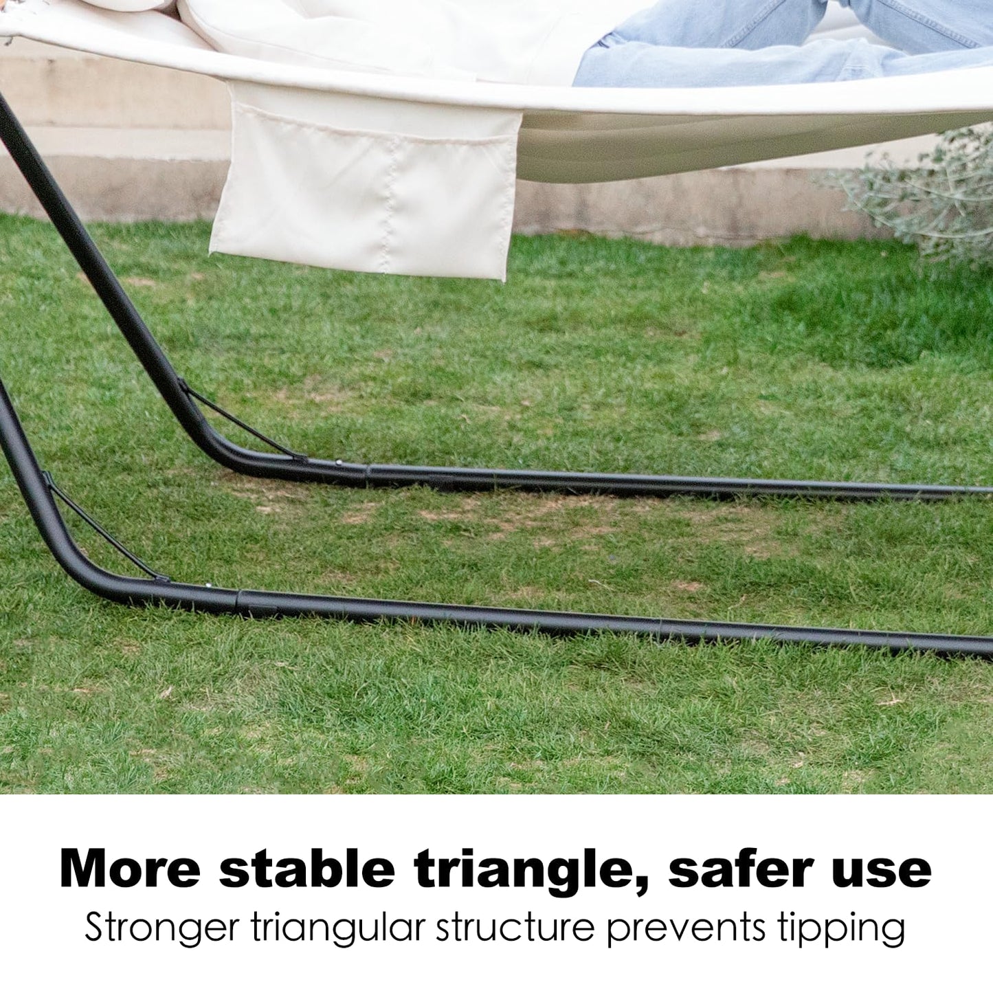 gafete Universal 2 Person Hammock Stand Only, 600 lbs Capacity, Fits 9 to 14ft Hammocks, Adjustable Double Heavy Duty Powder-Coated Steel Stand for Outside, Multi-Use (Black)