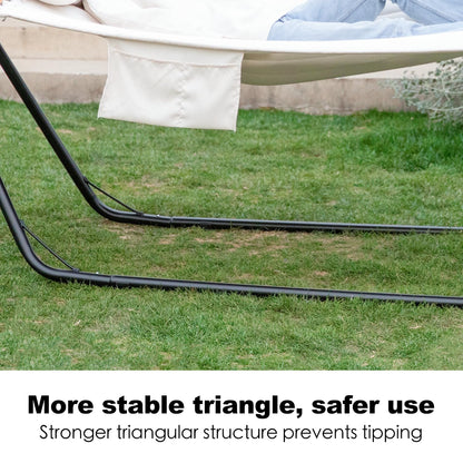 gafete Universal 2 Person Hammock Stand Only, 600 lbs Capacity, Fits 9 to 14ft Hammocks, Adjustable Double Heavy Duty Powder-Coated Steel Stand for Outside, Multi-Use (Black)