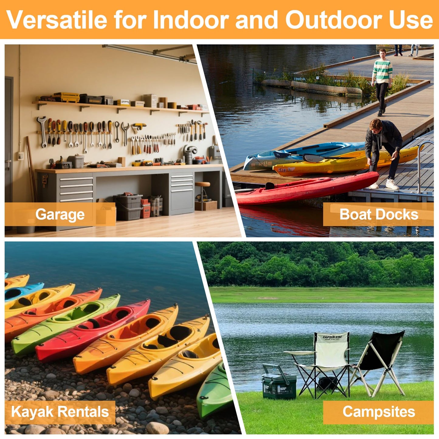 Oxphanor Kayak Storage Rack 4 Kayaks, Adjustable Freestanding Kayak and SUP Stand, Weatherproof and Heavy Duty Surfboard Storage Rack, Hold up Kayaks, SUPs, Paddleboards, Canoes