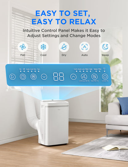 Midea 13,000 BTU ASHRAE (10,000 BTU SACC) Dual Hose Portable Air Conditioner with Inverter, Remote Control, Cools up to 450 Sq Ft, Smart Wi-Fi Connects to Alexa/Google Assistant, Window Kit Included