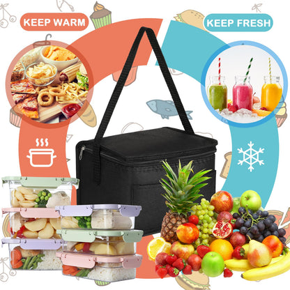 Amyhill 60 Pcs Insulated Lunch Bags Bulk, Reusable Cooler Bags, Leakproof Lunch Bags Pack, Waterproof Thermal Cooler Bags, Insulated Beverage Bag for Women Men Office Work Picnic Beach, Black