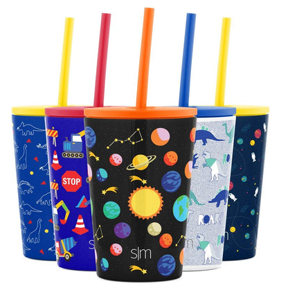 Simple Modern Toddler Cup with Lid and Silicone Straw | Kids Water Bottle Tumbler Insulated Stainless Steel Thermos | Classic Collection | 12oz, Solar System