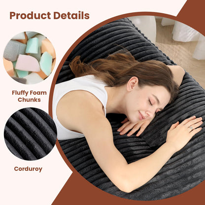 feliz home 10" Futon Mattress Full Size,Futons Sofa Couch Bed with Straps, Thick Corduroy Floor Mattress for Adults, Roll Up Folding Mattress Shredded Foam Filling, Medium Firm(Frame Not Included)