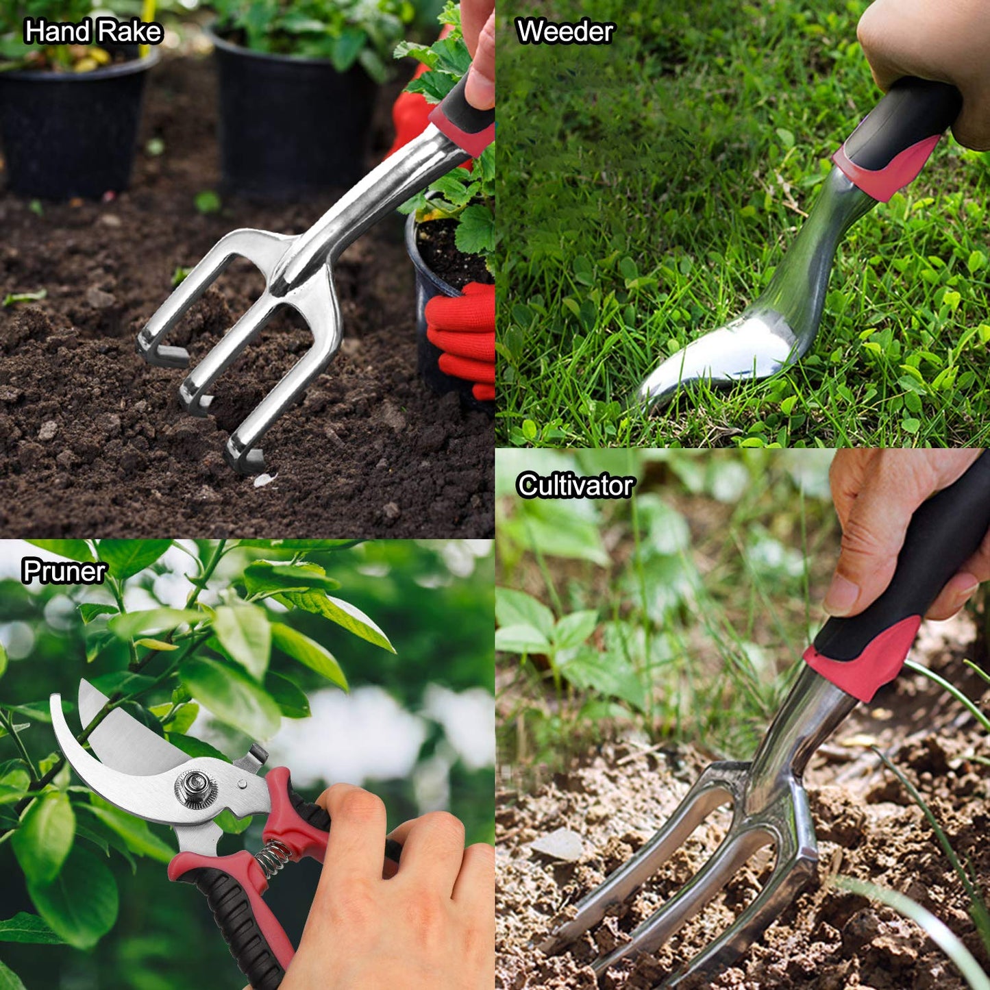 Tudoccy Garden Tools Set 83 Piece, Succulent Tools Set Included, Heavy Duty Aluminum Gardening Tools for Gardening, Non-Slip Ergonomic Handle, Durable Storage Tote Bag, Gifts for Men Women