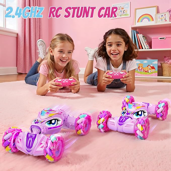 Unicorn Gesture Sensing RC Stunt Car Remote Control Car for Girls 360°Rotation &amp 2.4GHz RC Cars with Light &amp Music Barbie Style Toy for Girls Age 6-7 8-12+ Years Old Birthday Gift Idea