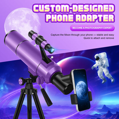 Dianfan Telescope for Kids & Adults, 80mm Aperture 500mm Astronomical Professional Telescope for Adults High Powered, Portable Travel Telescopes for Beginners with Tripod & Adapter, Stickers, Backpack