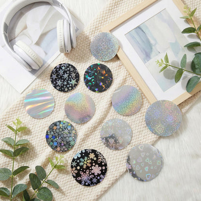 Quuztao 390PCS Button Making Supplies for Badge(2.76 in), 13 Styles of Holographic Glitter Film for 2.25 in Pin Maker Supplies