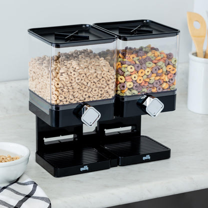Honey-Can-Do Zevro Compact Dry Food Dispenser, Dual Control, Black/Chrome (Pack of 4)