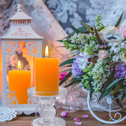 6 Pack 2x3 inch Pillar Candles, Orange Unscented Votive Candle for Celebration Home Decoration, Dripless and Long Burning Time