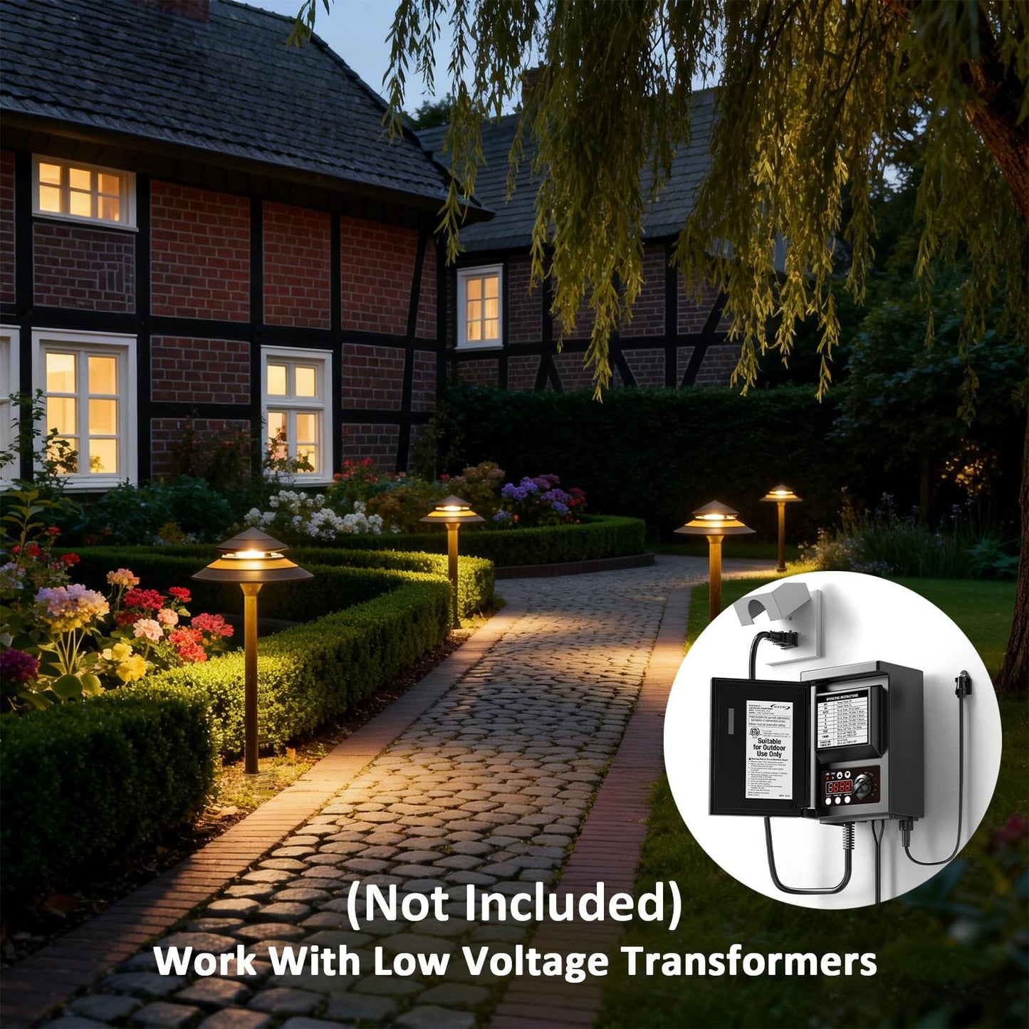 LL LIGHTING LIVING 12V Low Voltage Landscape Path Lights 6PK 2W 70LM LED Pathway Lights 2700K Warm White Durable Aluminum 2-Tier Tower Lights with Replaceable E12 Bulb IP65 Waterproof Gray