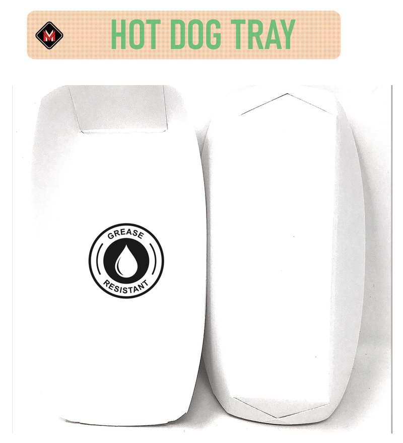 Mr Miracle 7 Inch Paper Hot Dog Tray in White. Pack of 250. Disposable, Recyclable and Fully Biodegradable. Made in USA