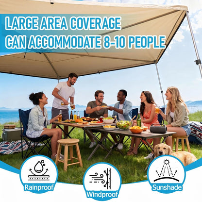 Canchiing 270 Degree Awning for SUV Truck RV, Heavy Duty Waterproof Car Awning with UPF 50+ Sun Protection, Easy Setup Overland Driver Side, 65 Sq Ft Coverage for Camping Outdoor