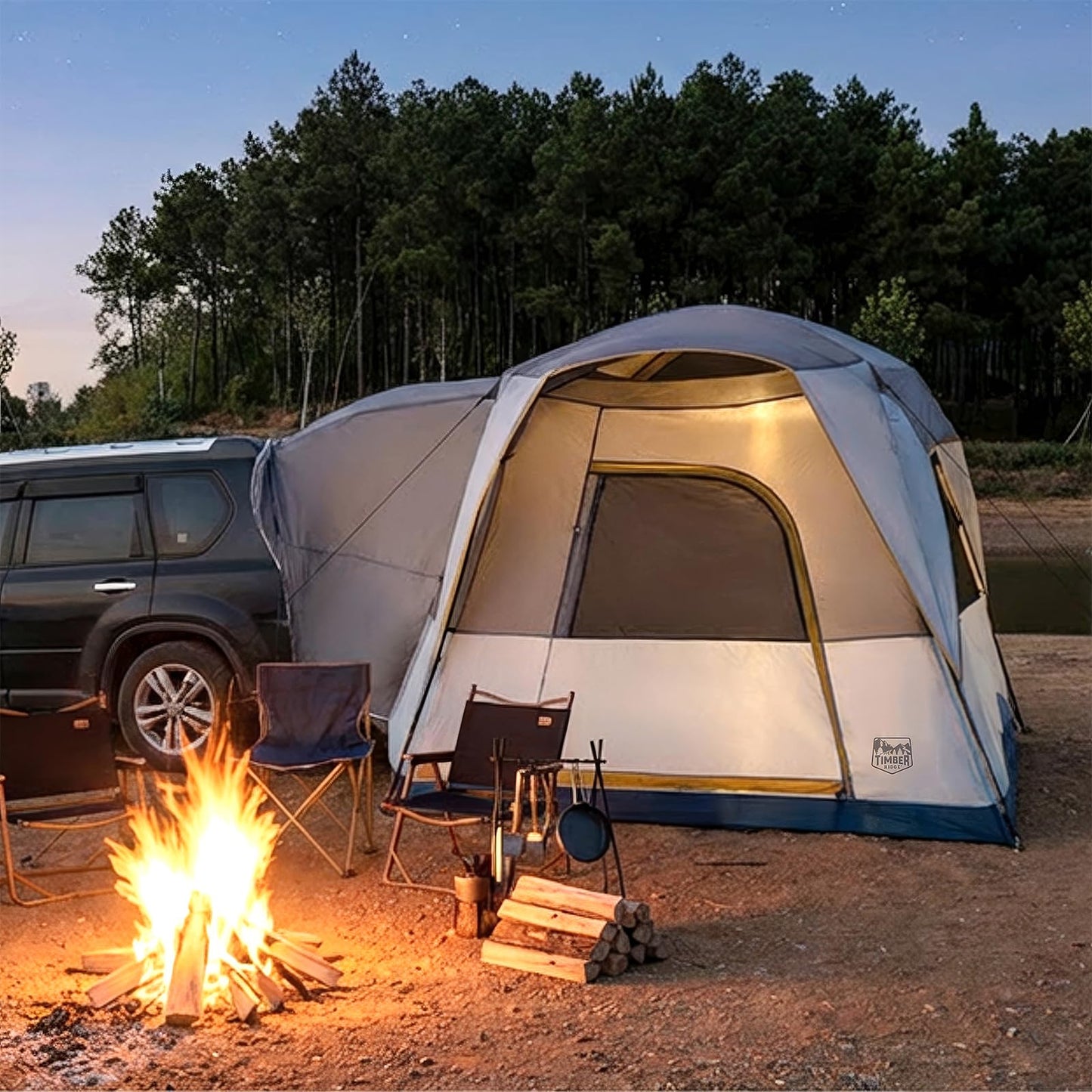 Timber Ridge 5 Person Truck-Bed-Tents SUV Camping Tent with Rainfly & Storage Bag 10' W X 8' L X 7.1' H Khaki