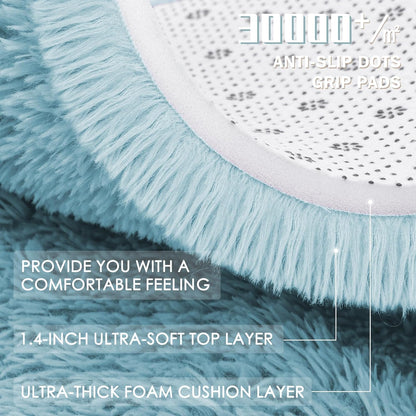 OLANLY Round Light Blue Area Rug - Soft, Fluffy, Machine Washable 3 ft Carpet for Bedroom & Nursery Decor