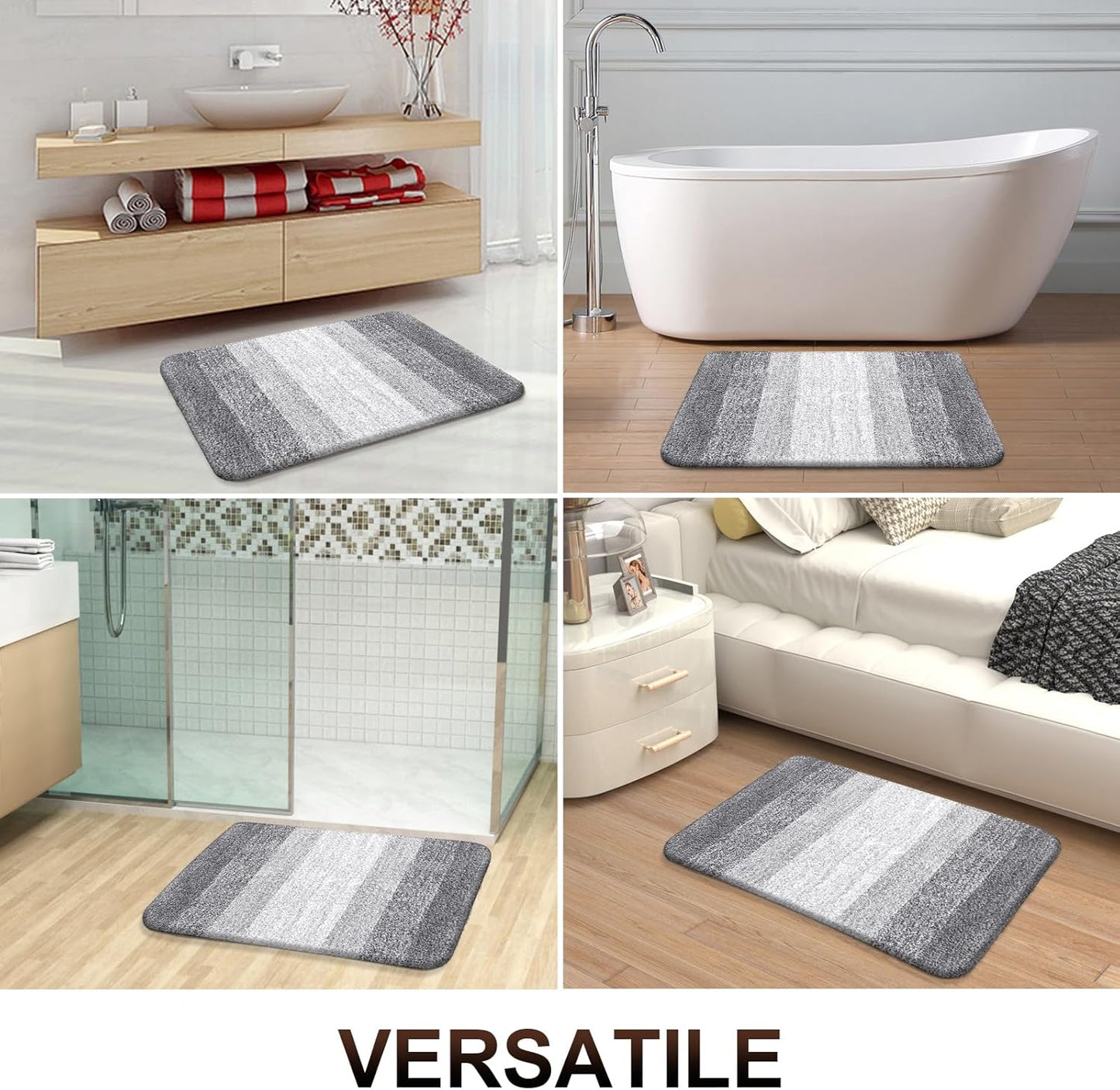 OLANLY Bathroom Runner Rug - Extra Soft Microfiber Mat | Quick-Dry, Washable, 70x24, Light Grey
