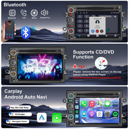 Car Radio Stereo CD DVD Wireless CarPlay Andriod Auto Navi with Camera SWC for Ford F150/F250/F350 2004-2014 /Mustang Edge Explorer Expedition E150 E250 /Mercury Milan/Lincoln Navigator Mark LT