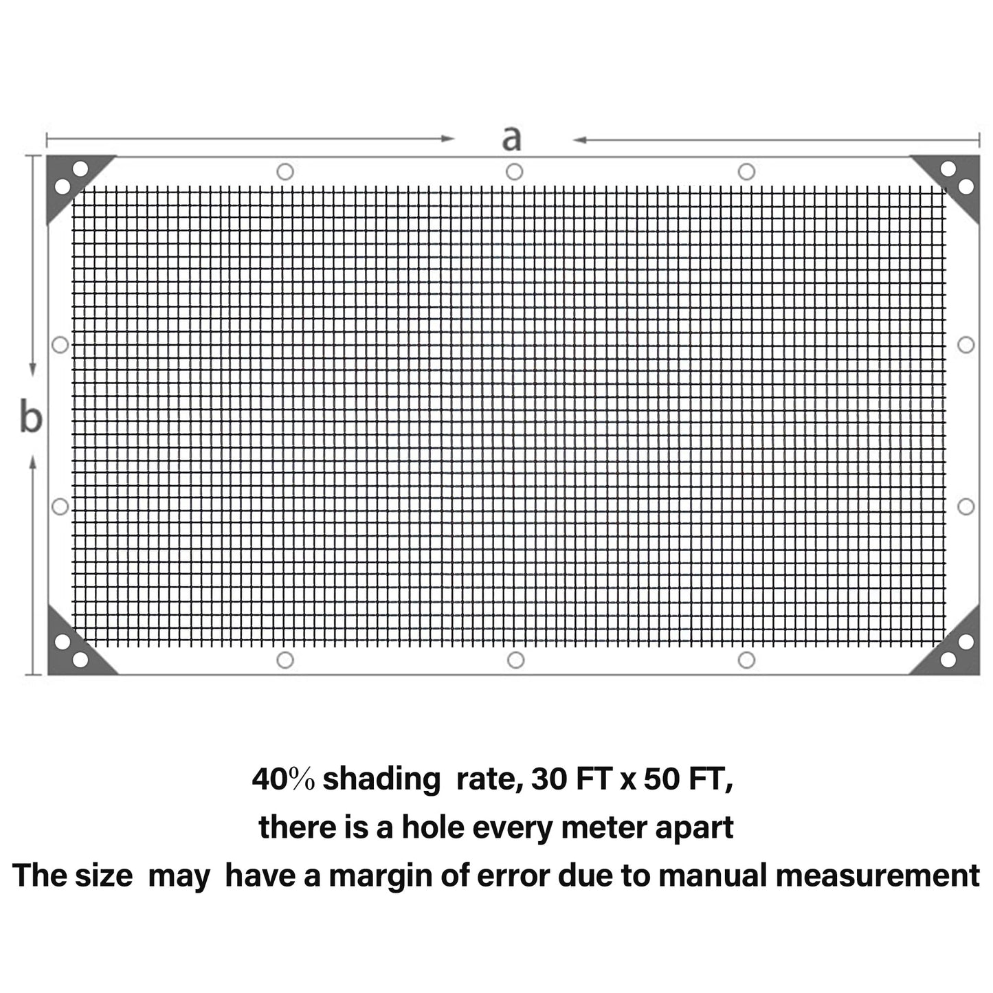 winemana Black Shade Cloth 40%, 30x50 FT Mesh Tarp - Garden Shade for Greenhouse, Patio, Vegetables, Plants Cover and Chicken Coops, Sun Shade Net for Outdoor Protection with Reinforced Grommets