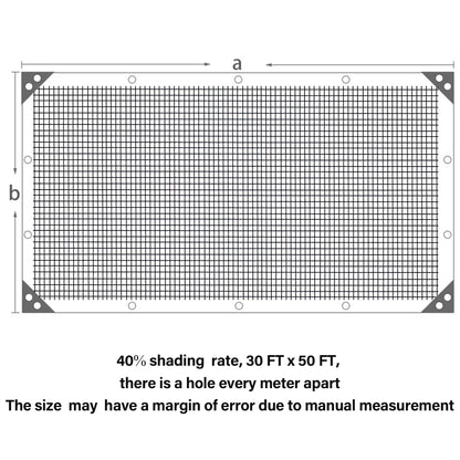winemana Black Shade Cloth 40%, 30x50 FT Mesh Tarp - Garden Shade for Greenhouse, Patio, Vegetables, Plants Cover and Chicken Coops, Sun Shade Net for Outdoor Protection with Reinforced Grommets