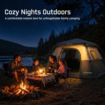 HINSTANT Camping Tent, 6 Person Blackout Instant Tents for Camping with Top Rainfly, 60s Easy Setup, Waterproof & Light-Blocking Cabin Tent for Family with Expandable Carry Bag, Upgraded Ventilation
