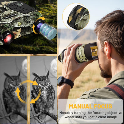 WOSPORTS 4K Infrared Night Vision Goggles – 1300FT Range, 8X Digital Zoom, 32GB Card, 15H Battery, Suitable for Camping, Gift for Men - Camo