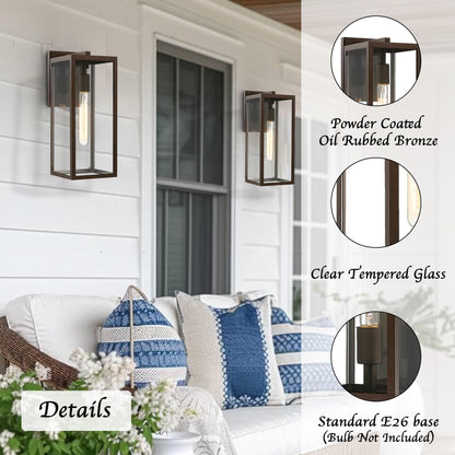 Bestshared Outdoor Wall Lantern - 15in 1-Light Sconce, Metal, Oil Rubbed Bronze, Model 4176, 1 Pack